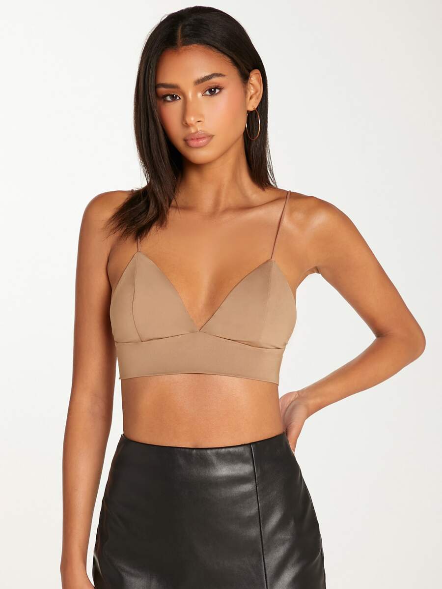 SHEIN BASICS Top de tirantes corto unicolor bustier