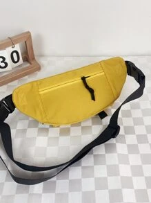 Letter Patch & Release Buckle Decor Waist Bag - Yellow - View 2