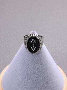 時尚流行1入組男士幾何裝飾戒指，不銹鋼首飾，適合珠寶禮物和時尚外觀 - 銀色 - 查看 2