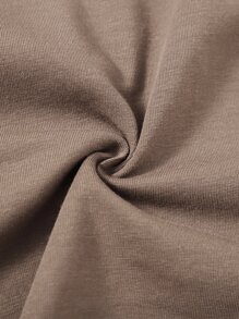 SHEIN Tween Girl Màu Trơn Cổ Tròn Tay Ngắn Quá Khổ In Chữ Áo Thun Crop - Màu Khaki - Xem 4