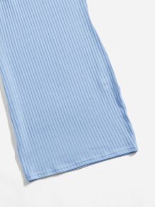 SHEIN Tween Girl Solid Color Sleeveless Rib-Knit Dress - Baby Blue - View 4
