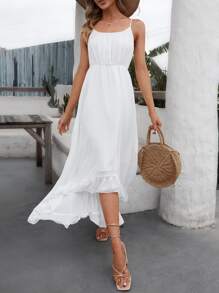 SHEIN VCAY High Low Hem Cami Dress - White - View 6