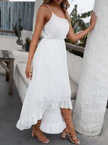 SHEIN VCAY High Low Hem Cami Dress - White - View 5