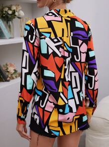 SHEIN LUNE Áo sơ mi Vải in Allover Geo - Nhiều màu - Xem 2