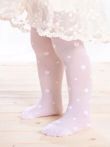 嬰兒草莓刺繡褲襪 - 白色 - 查看 1