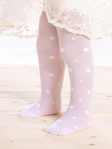 嬰兒草莓刺繡褲襪 - 白色 - 查看 3