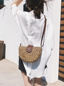 Yogodlns 轻巧、休闲镂空设计草编包，母亲节礼物送给妈妈，适合少女、女大学生，非常适合大学、户外、旅行、郊游、购物、海滩必备女士包包，适合度假和假日，柳条包，夏季吸睛沙滩包，女士夏季草编沙滩包，最热门的女士沙滩包 - 卡其色 - 查看 5