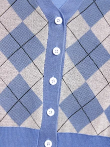 Girls Argyle Pattern Cardigan - Multicolor - View 6