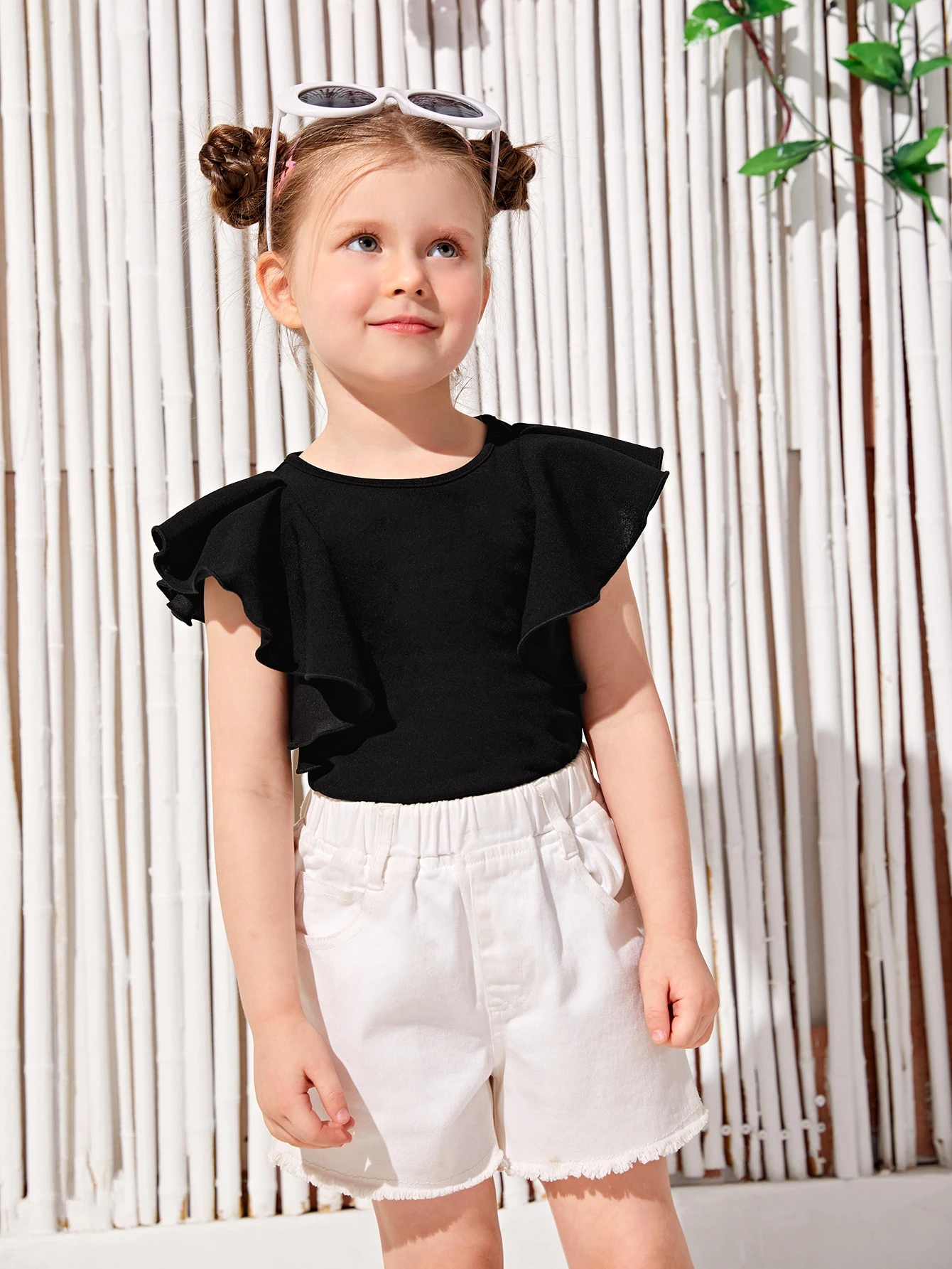 Shein 女の子幼児 バタフライスリーブ ブラウス