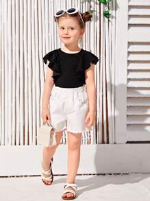 SHEIN 少女蝴蝶袖上衣