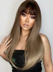 HAIRCUBE Peluca sintética largo recto con tupe - Marrón - Ver 1