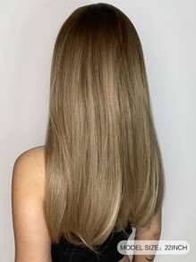 HAIRCUBE Peluca sintética largo recto con tupe - Marrón - Ver 2