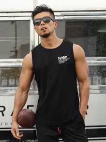 Manfinity Fitness Men Slogan Graphic Sports Tank Top Workout Tops Tank Top Pack Basketball Jersey Men I Love My Boyfriendgraphic Men T Shirt Men Joggers - Black - View 1