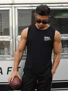 Manfinity Fitness Men Slogan Graphic Sports Tank Top Workout Tops Tank Top Pack Basketball Jersey Men I Love My Boyfriendgraphic Men T Shirt Men Joggers - Black - View 3