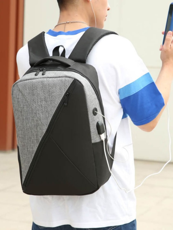 3pcs Men Two Tone Laptop Backpack Set With pen bag Bookbag Set College