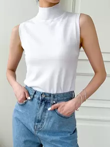 DAZY Mock Neck Knit Top - White - View 7