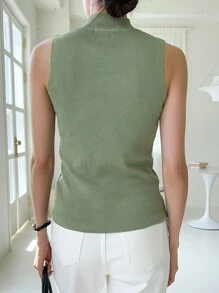 DAZY Mock Neck Sweater Vest - Mint Green - View 2