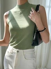 DAZY Mock Neck Sweater Vest - Mint Green - View 3