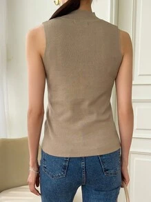 DAZY Mock Neck Sweater Vest - Apricot - View 2