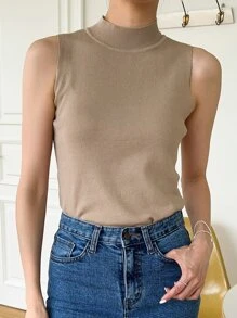 DAZY Mock Neck Sweater Vest - Apricot - View 3