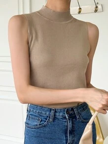 DAZY Mock Neck Sweater Vest - Apricot - View 4