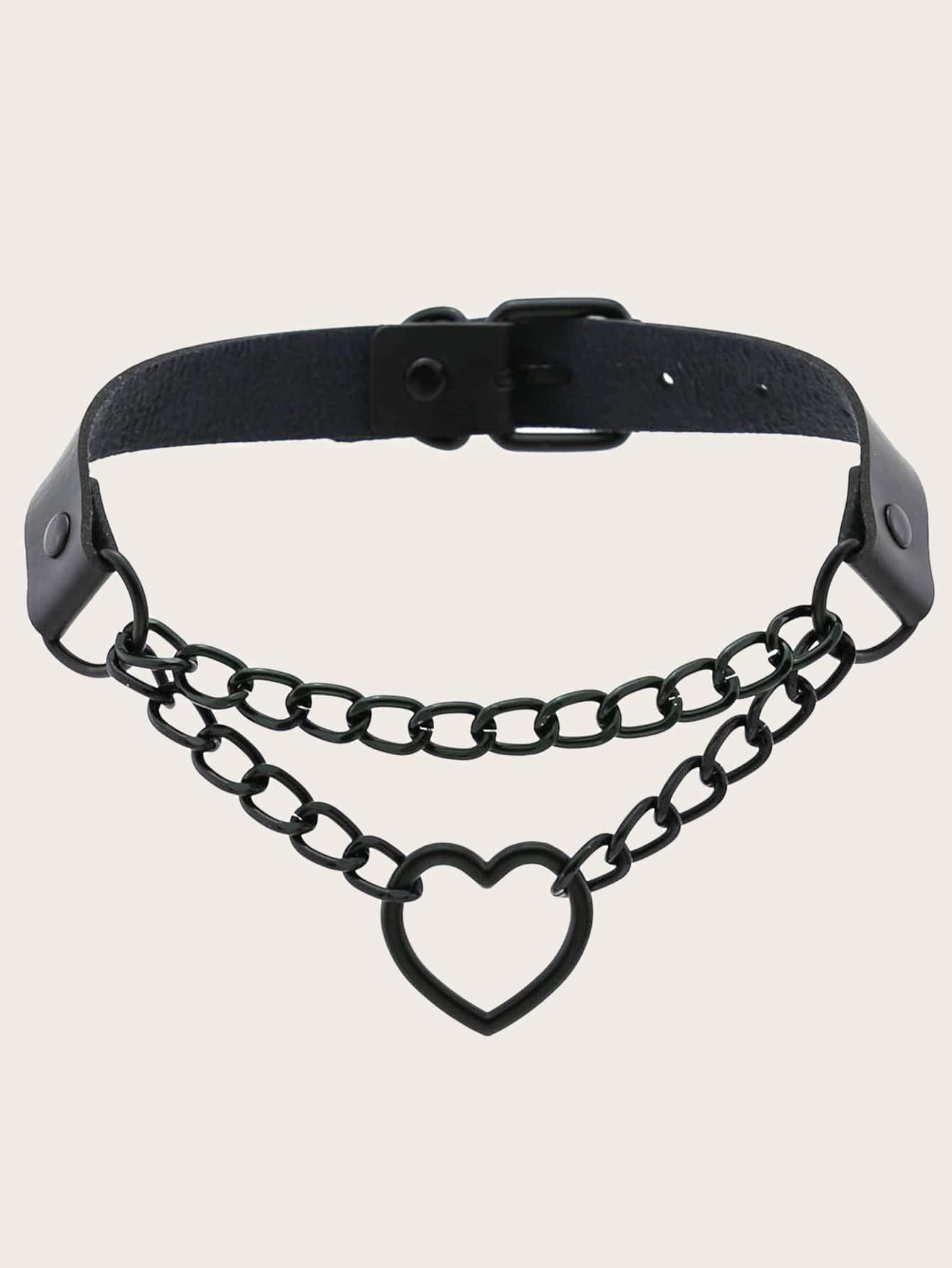 Heart Charm Layered Choker