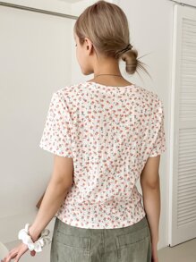 DAZY Áo thun nữ Gân đan Họa tiết hoa Giải trí - Nhiều màu - Xem 2