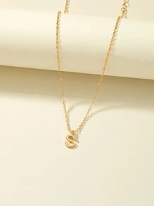 Letter Charm Necklace - Yellow Gold - View 2