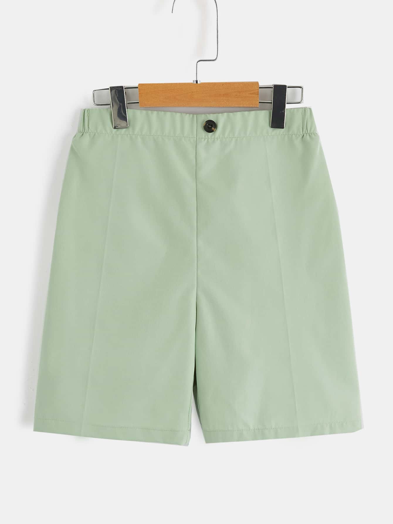 SHEIN Boys Button Detail Bermuda Shorts - Mint Green - View 1