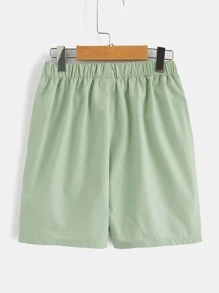 SHEIN Boys Button Detail Bermuda Shorts - Mint Green - View 2