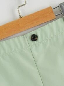 SHEIN Boys Button Detail Bermuda Shorts - Mint Green - View 3