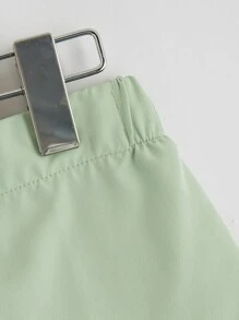 SHEIN Boys Button Detail Bermuda Shorts - Mint Green - View 4
