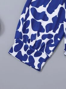 Boys Giraffe & Letter Graphic PJ Set - Blue and White - View 5