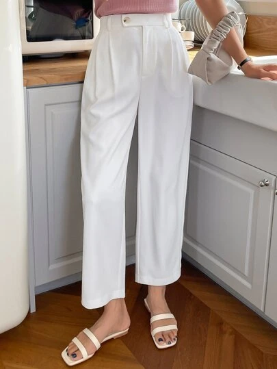 DAZY High Waist Slant Pockets Tailored Trousers