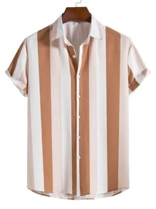 Manfinity Homme Hombres Camisa de rayas combinadas - Multicolor - Ver 1