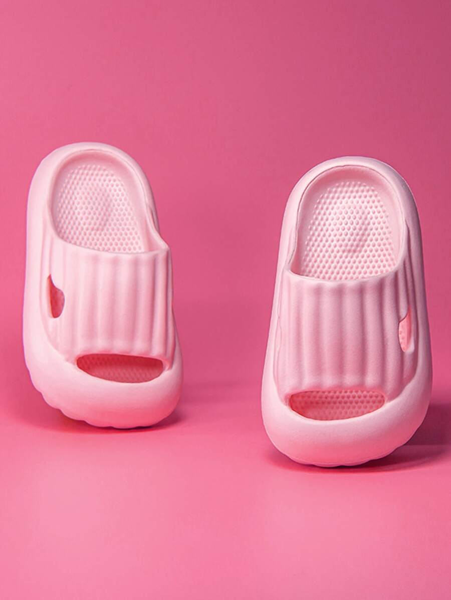 Girls Minimalist Cut Out Flatform Slippers - Pink - View 1