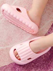 Girls Minimalist Cut Out Flatform Slippers - Pink - View 2