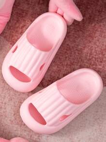 Girls Minimalist Cut Out Flatform Slippers - Pink - View 4