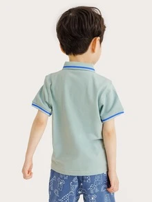 小男童字母和恐龍印花POLO衫