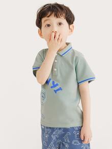 小男童字母和恐龍印花POLO衫