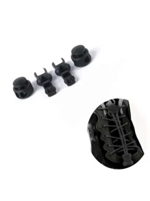 Bread-Shaped Slouchy Shoelace Buckle Set. One Size: Black, A; White - Black - View 5