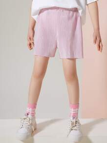 Girls Plisse Wide Leg Shorts