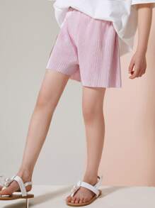 Girls Plisse Wide Leg Shorts
