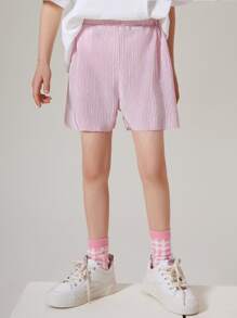 Girls Plisse Wide Leg Shorts
