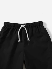 SHEIN Young Boy Tropical Print Tee & Drawstring Waist Shorts - Multicolor - View 3