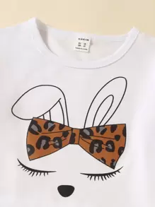 SHEIN 年輕女孩豹紋及卡通圖形t恤和緊身褲 - 彩色 - 查看 4