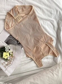 DAZY Contrast Binding Shapewear Bodysuit - Apricot - View 9