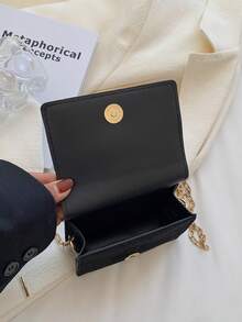 Sac carré à strass chaîne à rabat - Argent - Voir 7