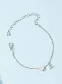 1入組心和字母裝飾手環銅首飾類