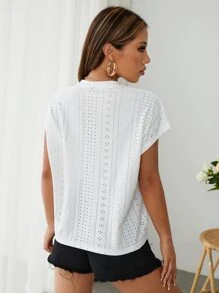 SHEIN Essnce Camiseta de manga murciélago schiffy - Blanco - Ver 2